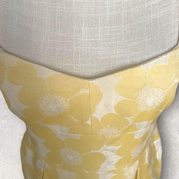 Cynthia Steffe | EUC Women’s Jacquard Yellow & Cream Floral Dress Size 4 - Picture 7 of 11